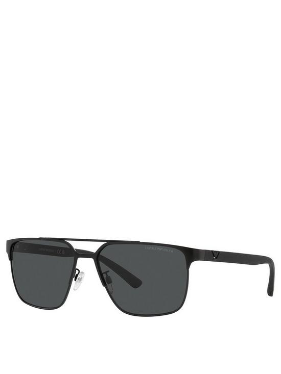 front image of emporio-armani-matte-aviator-sunglasses-black