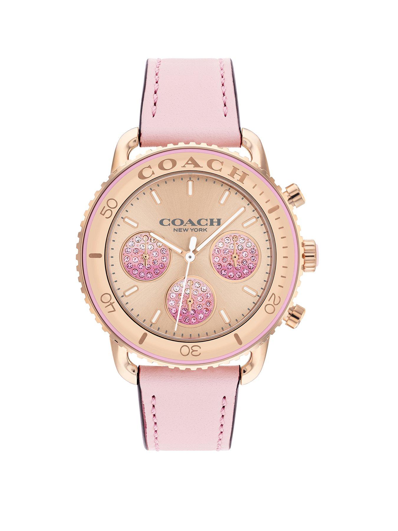 Product photograph of Coach Ladies Cruiser Rose Gold Chronograph Watch from very.co.uk