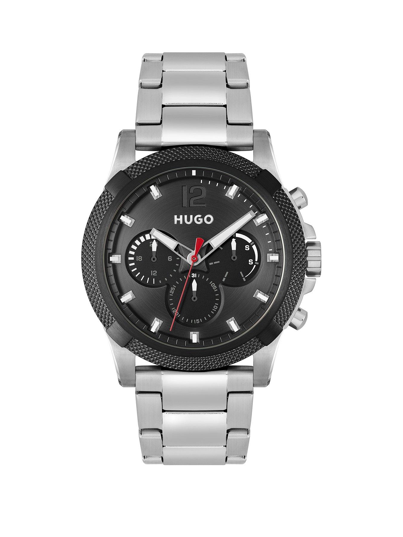 Product photograph of Hugo Gents Hugo Impressforhim Stainless Steel Bracelet Watch from very.co.uk