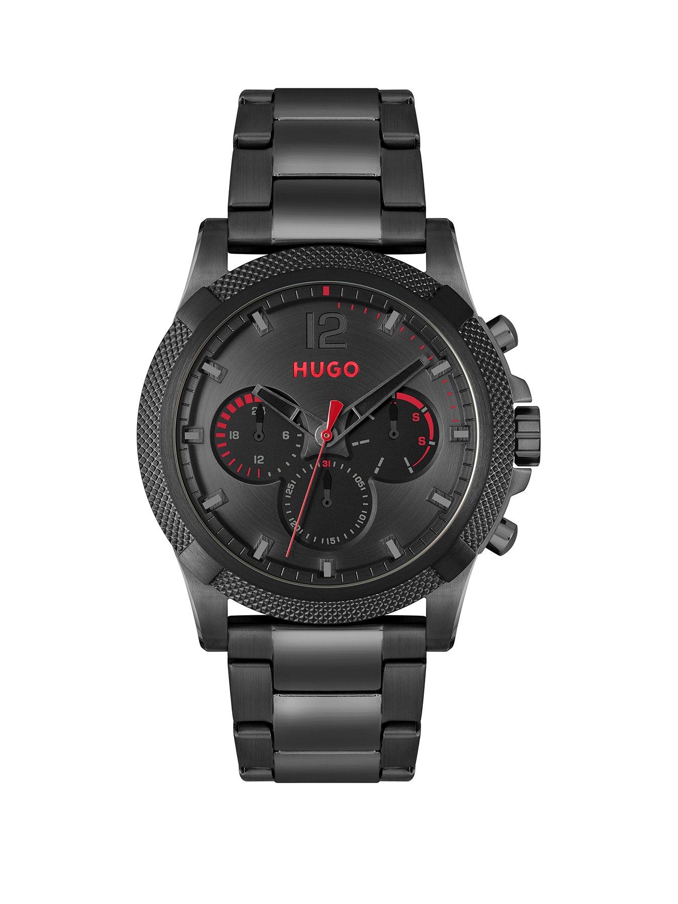 Product photograph of Hugo Gents Hugo Impressforhim Black Ip Bracelet Watch from very.co.uk