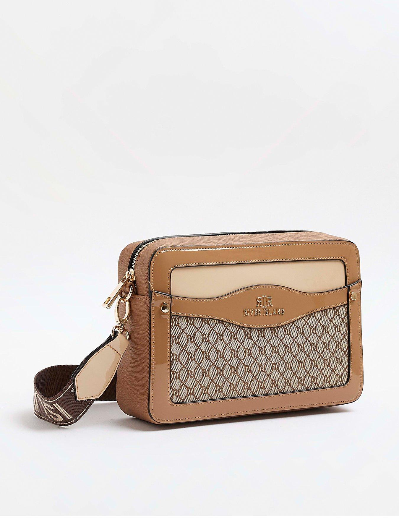 Panelled Monogram Boxy Handbag Brown