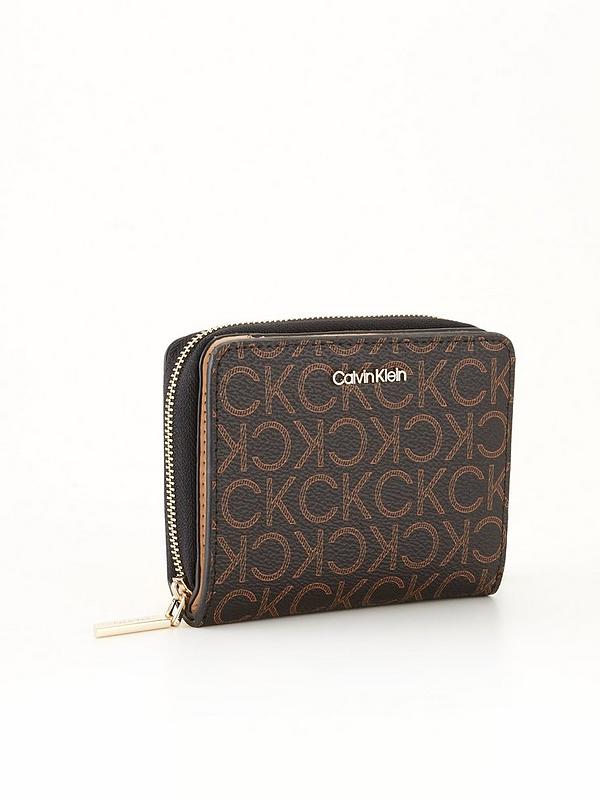 Calvin Klein Zip Around Medium Flap Wallet - Brown 