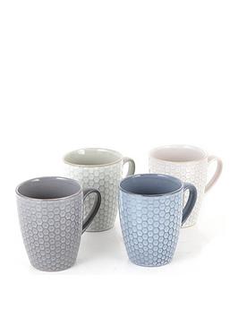 Product photograph of Tower Barbary Amp Oak By Tower Honeycomb Mugs - Set Of 4 from very.co.uk