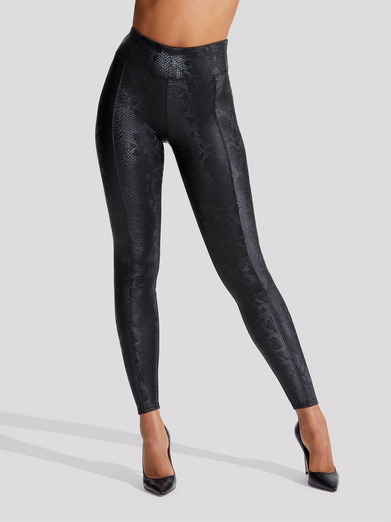 Hosiery Pu Snake Seamed Leggings - Black