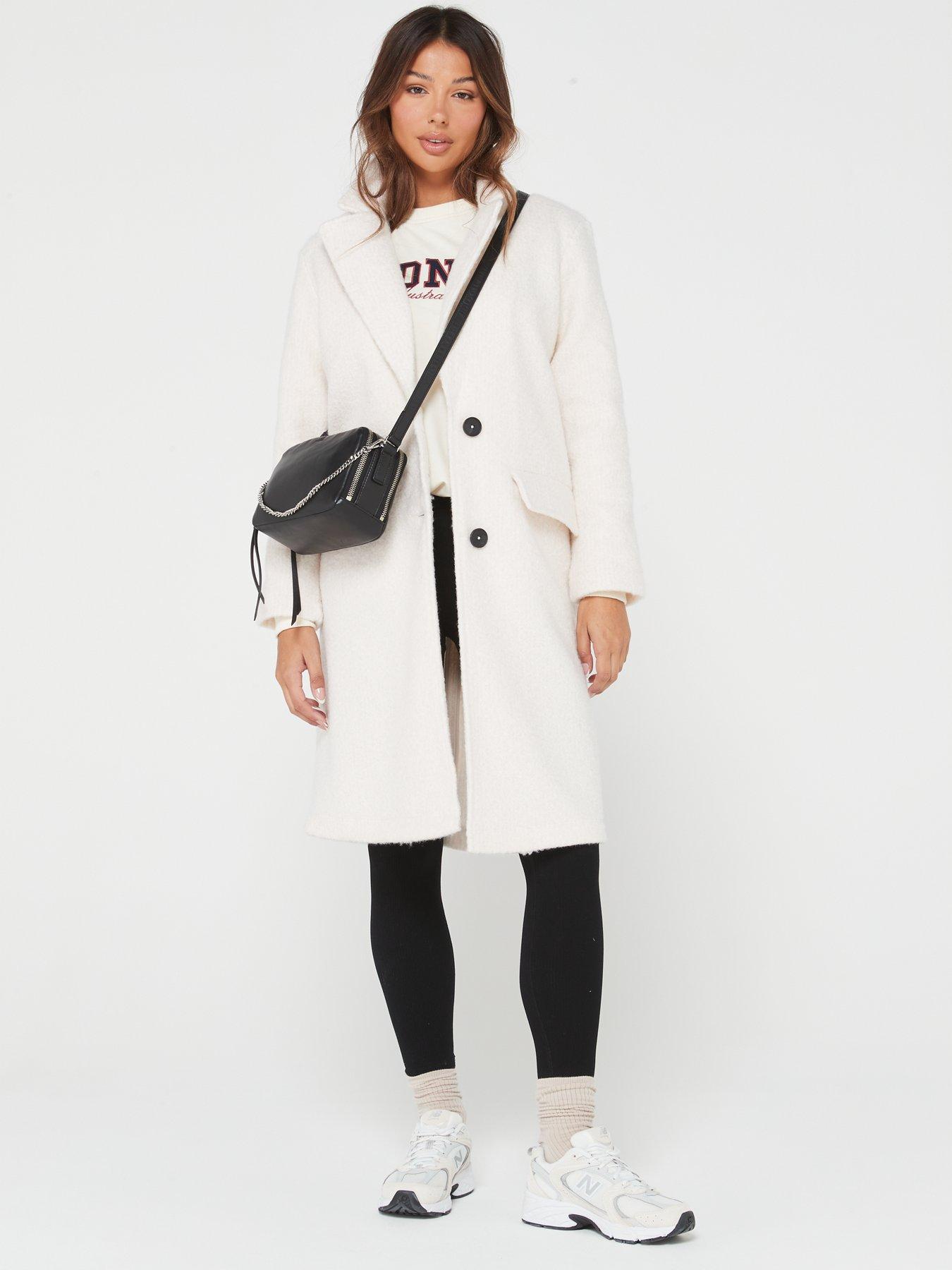 Everyday Textured Knit Coat - Cream | very.co.uk