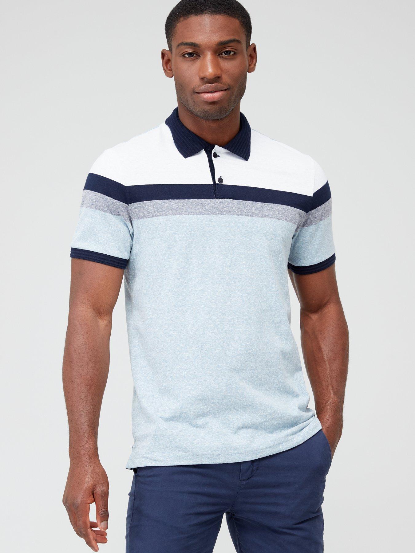 Very Man Cut And Sew Marl Polo Shirt - Blue | very.co.uk