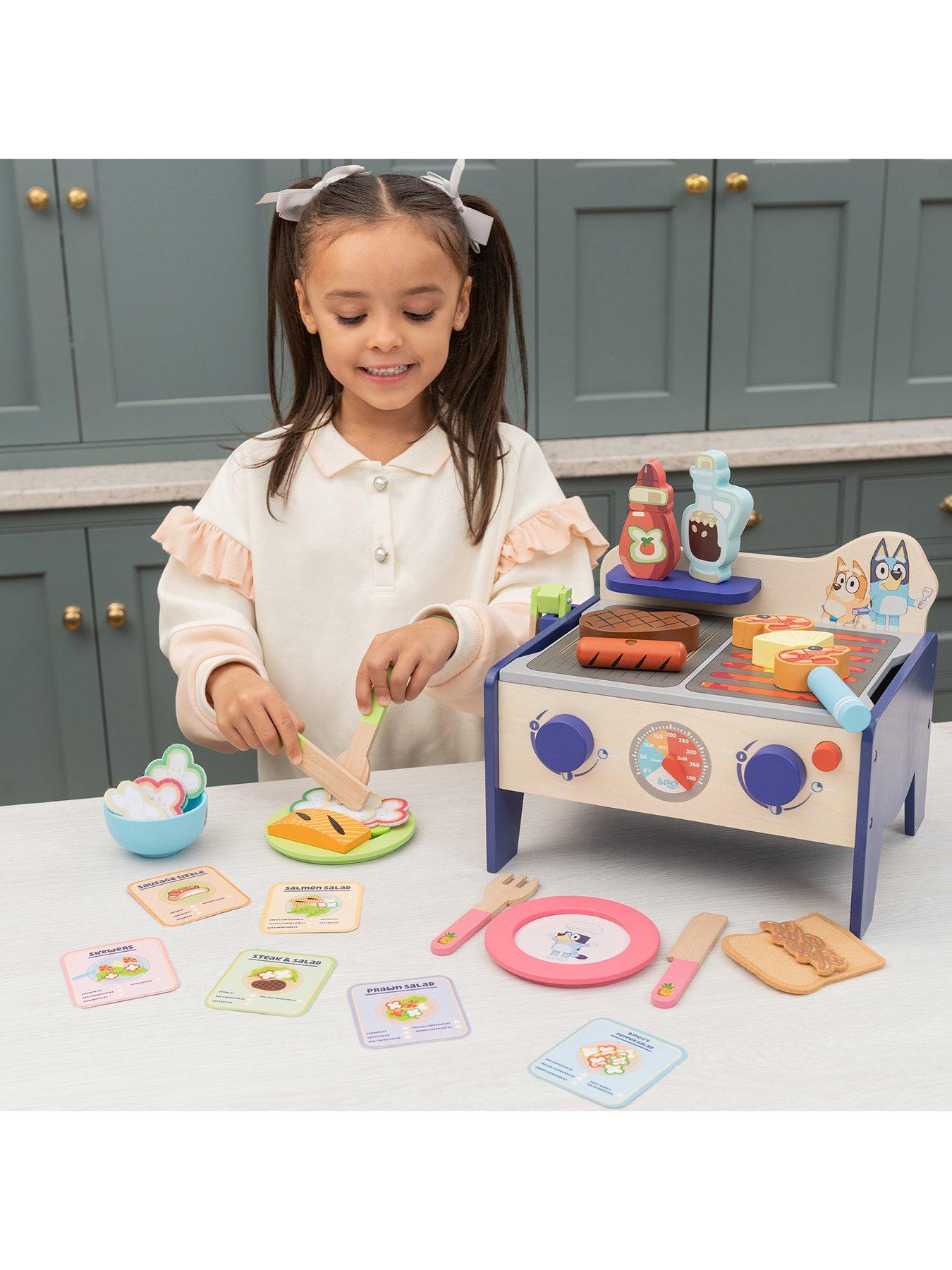 Wooden Bakery Playset Pretend Stand for Kids - 25 Piece Bake Shop Counter w  Food, Chalkboard, Cash Register, Trays - Durable Construction for Creative  Playtime 