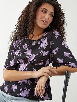dorothy perkins floral tea blouse - black