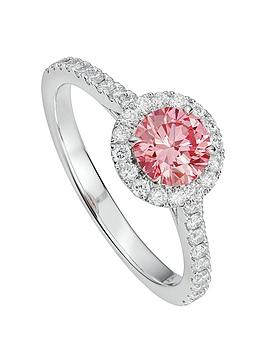 created brilliance evelyn 18ct gold 1ct lab grown pink diamond engagement ring, white gold, size p, women