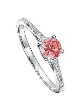 created brilliance margot 18ct gold 0.50ct lab grown pink diamond engagement ring, white gold, size p, women