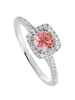 created brilliance cynthia 18ct gold 0.70ct lab grown pink diamond engagement ring, white gold, size p, women