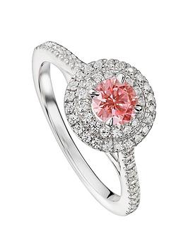created brilliance sienna 18ct gold 0.70ct lab grown pink diamond engagement ring, white gold, size m, women