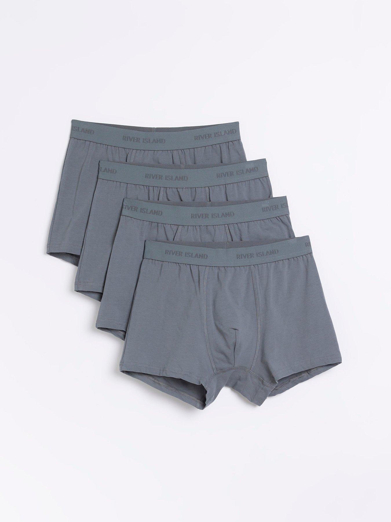 River Island Raised Elastic Waistband Trunk 4 Pack - Dark Grey | Very.co.uk