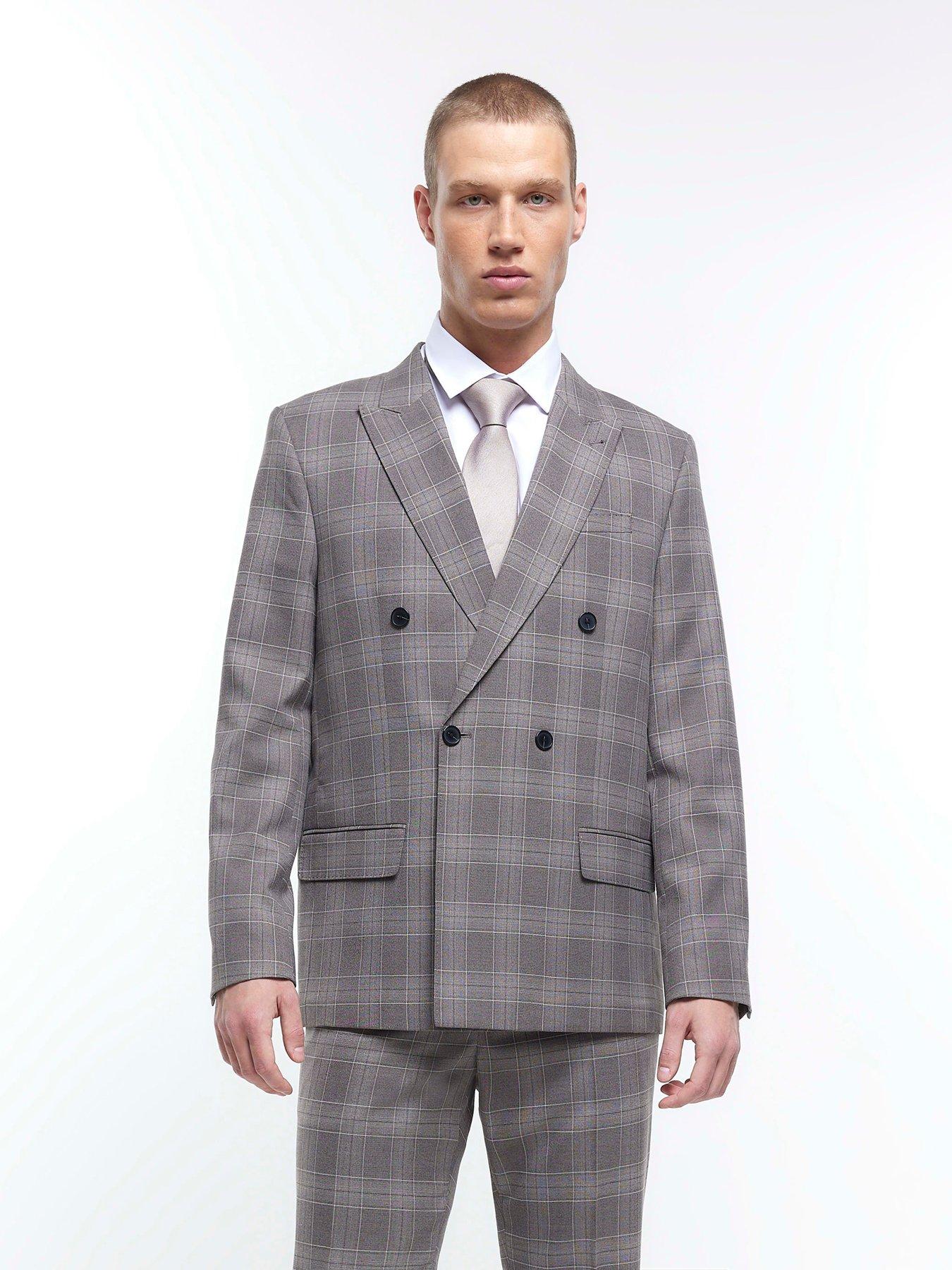 Grey check double outlet breasted suit