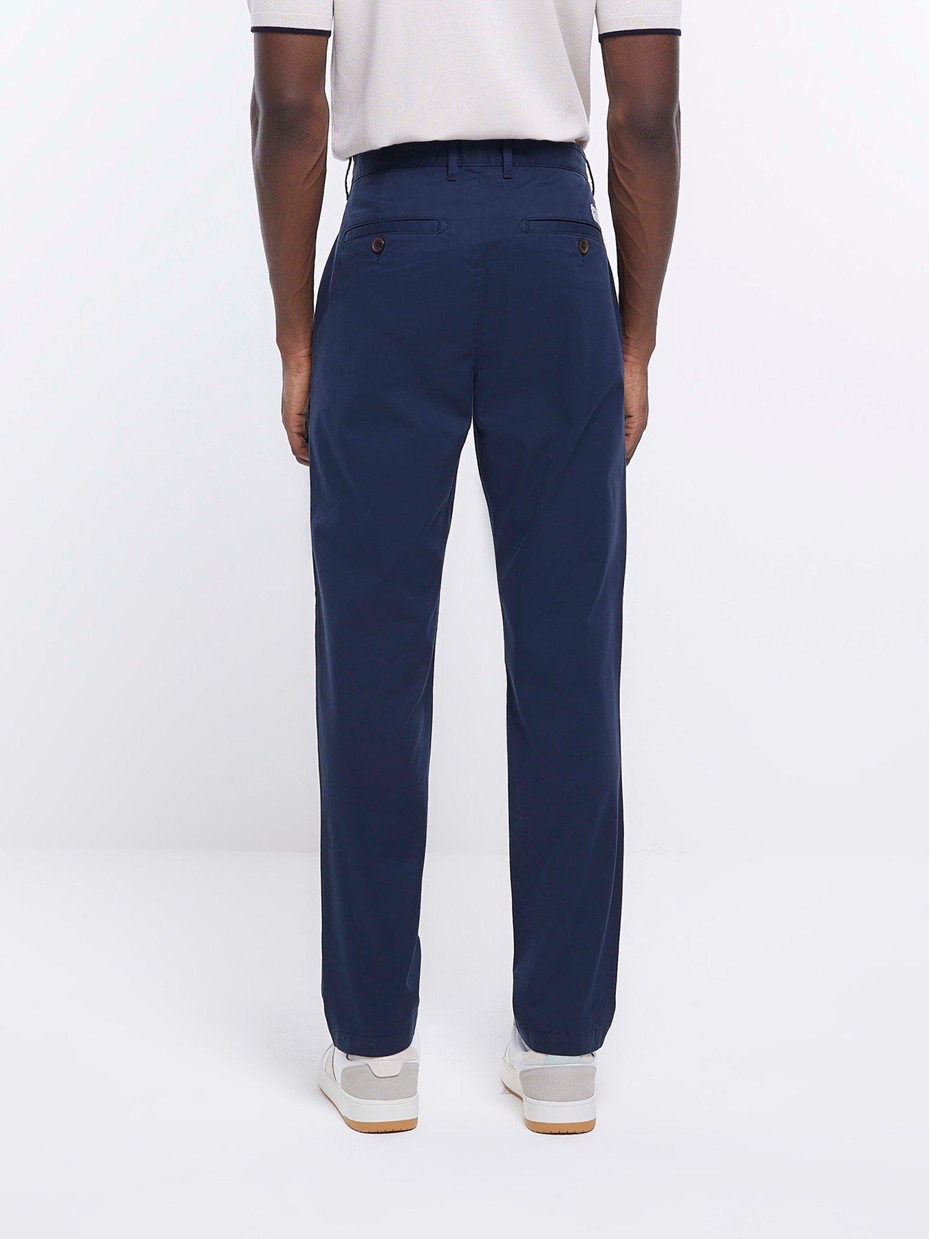River Island Casual Chino Swiss Trousers Navy very.co.uk