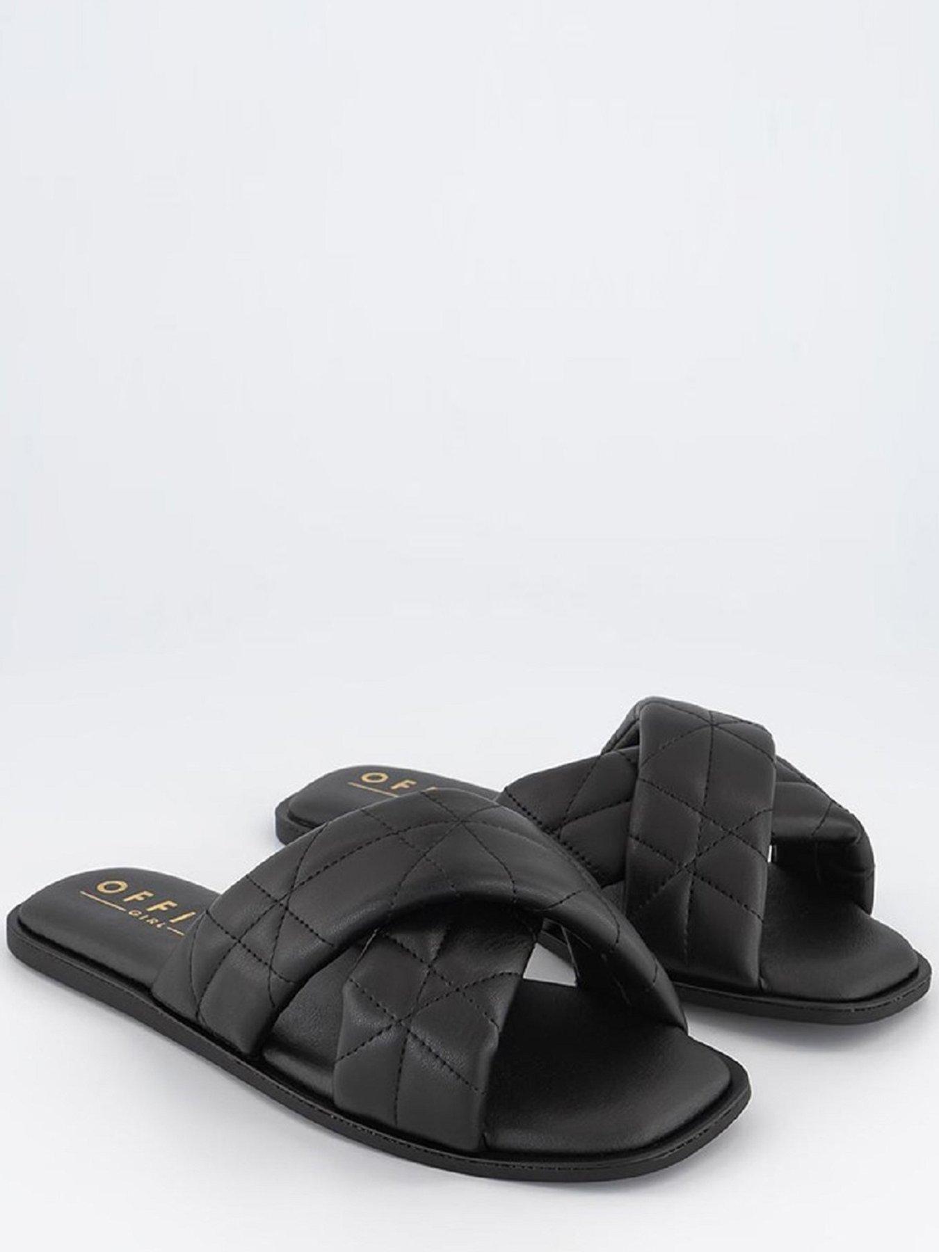 Office black 2024 flat sandals