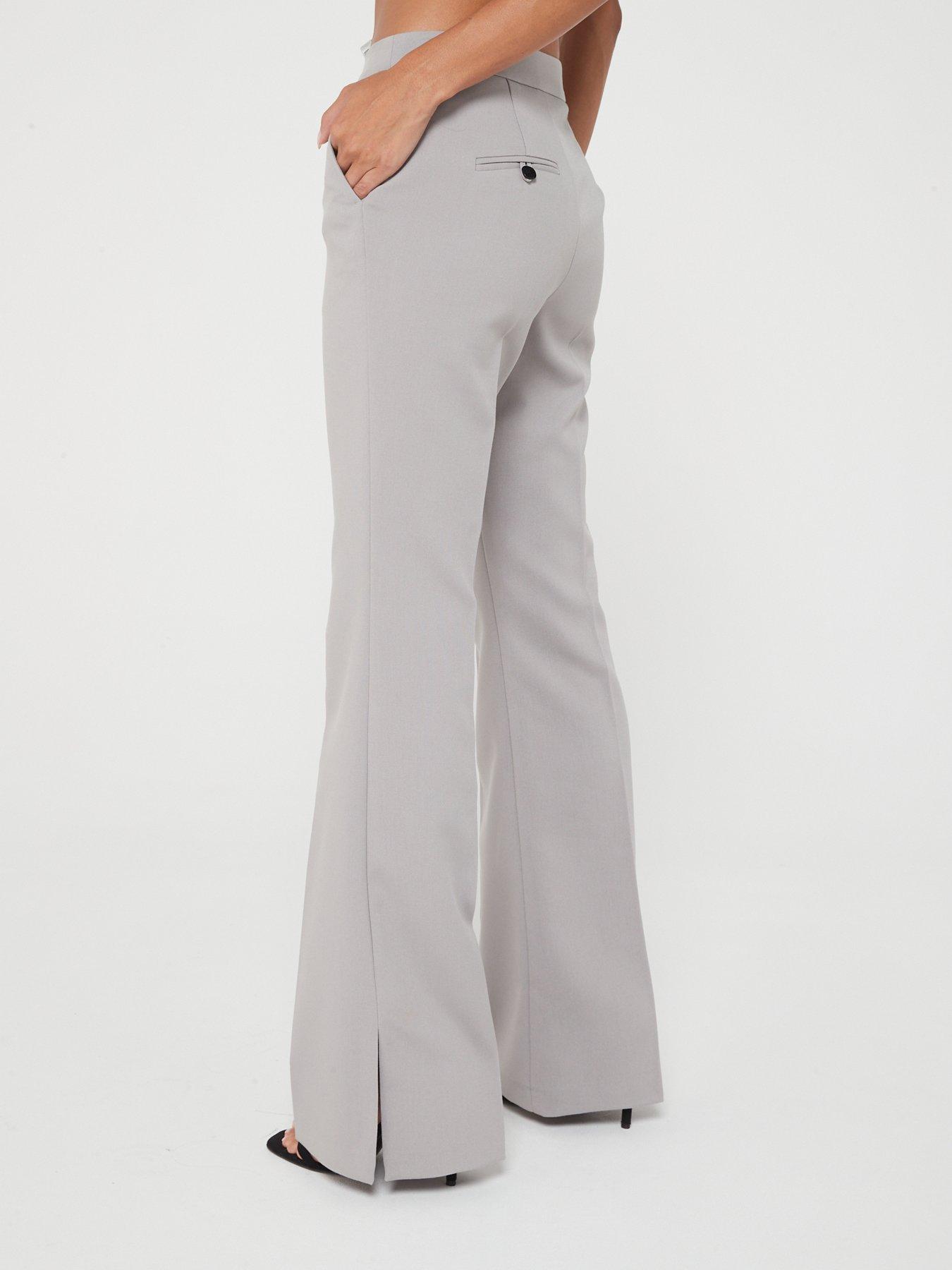 Flared Trousers, Light Grey