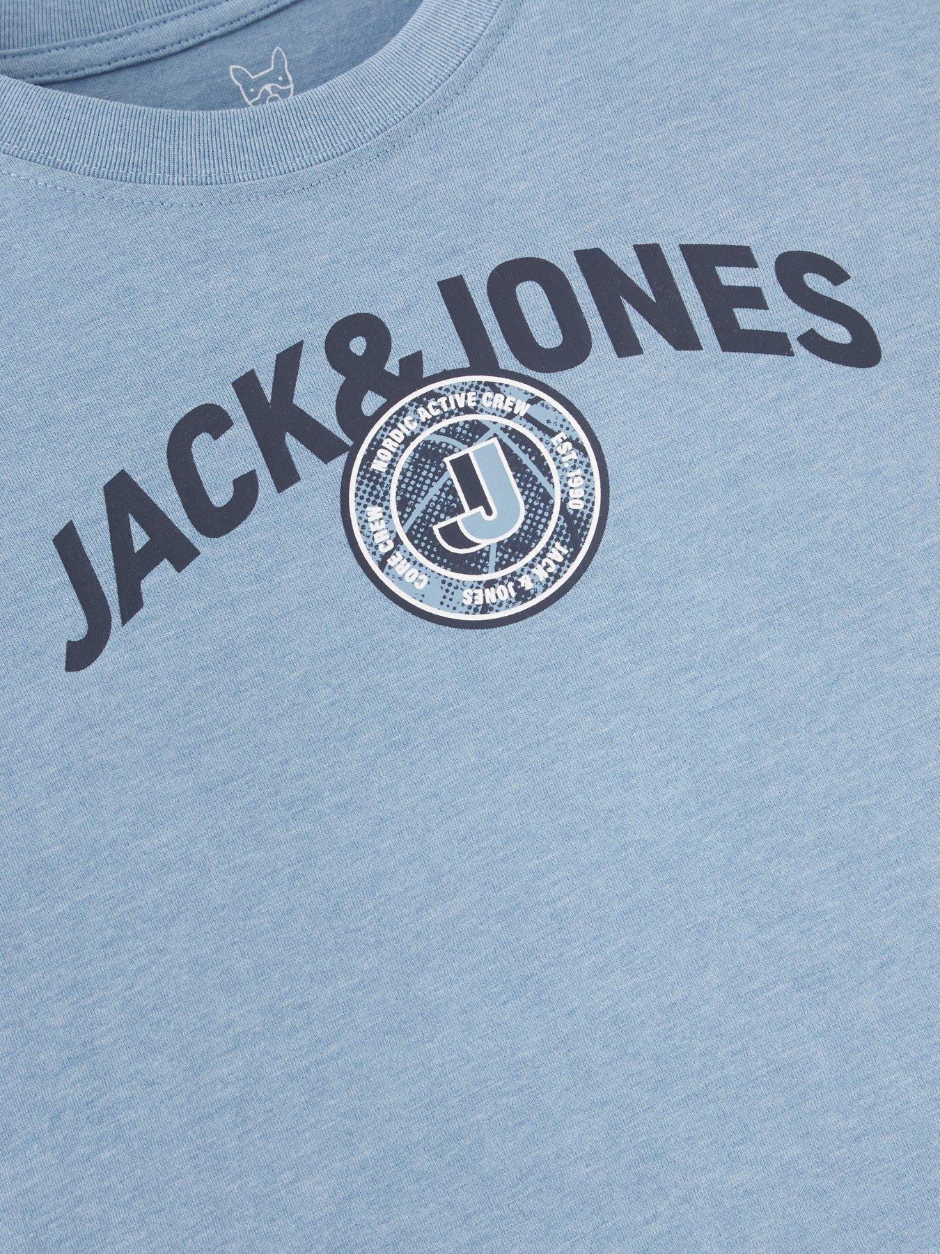 Jack & Jones Junior Boys Ounce JJ Logo Tshirt - Mountain Spring - Blue ...