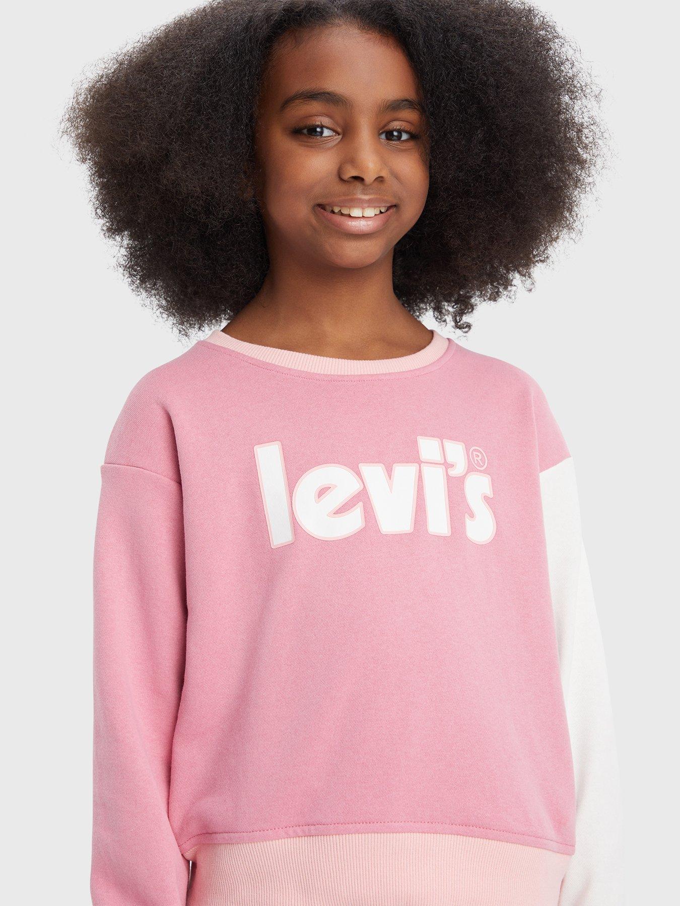 Felpa Con Cappuccio Levi's Per Bambine E Ragazze - In Velluto Morbido, Maniche A Sbuffo, 2 Tasche - 74% Cotone, 26% Poliestere - Foto 8