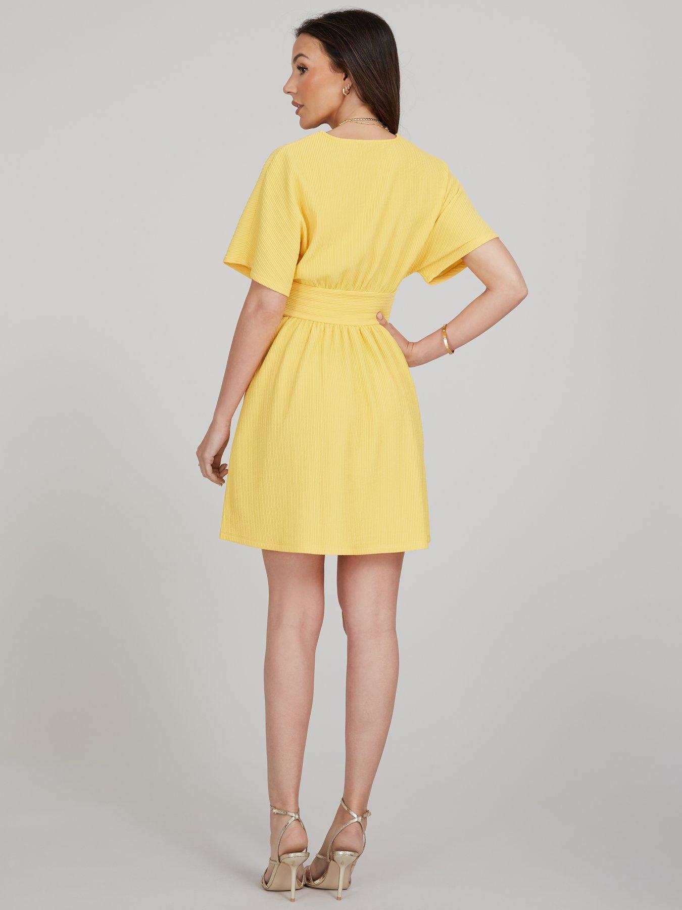 Michelle Keegan Textured Button Jersey Dress Yellow very.co.uk