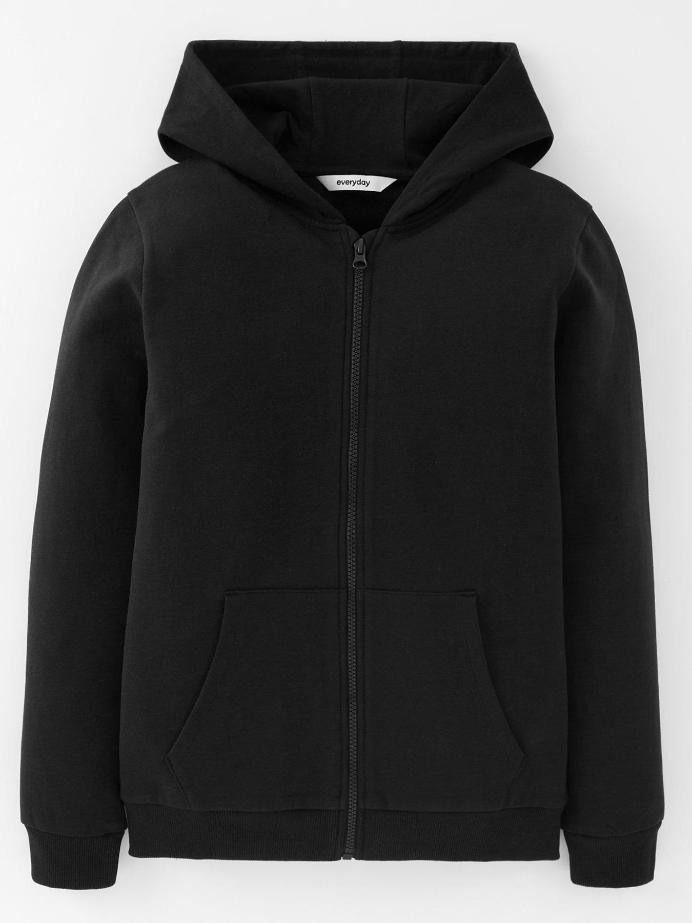 undefined Unisex Black Zip Through Hoodie