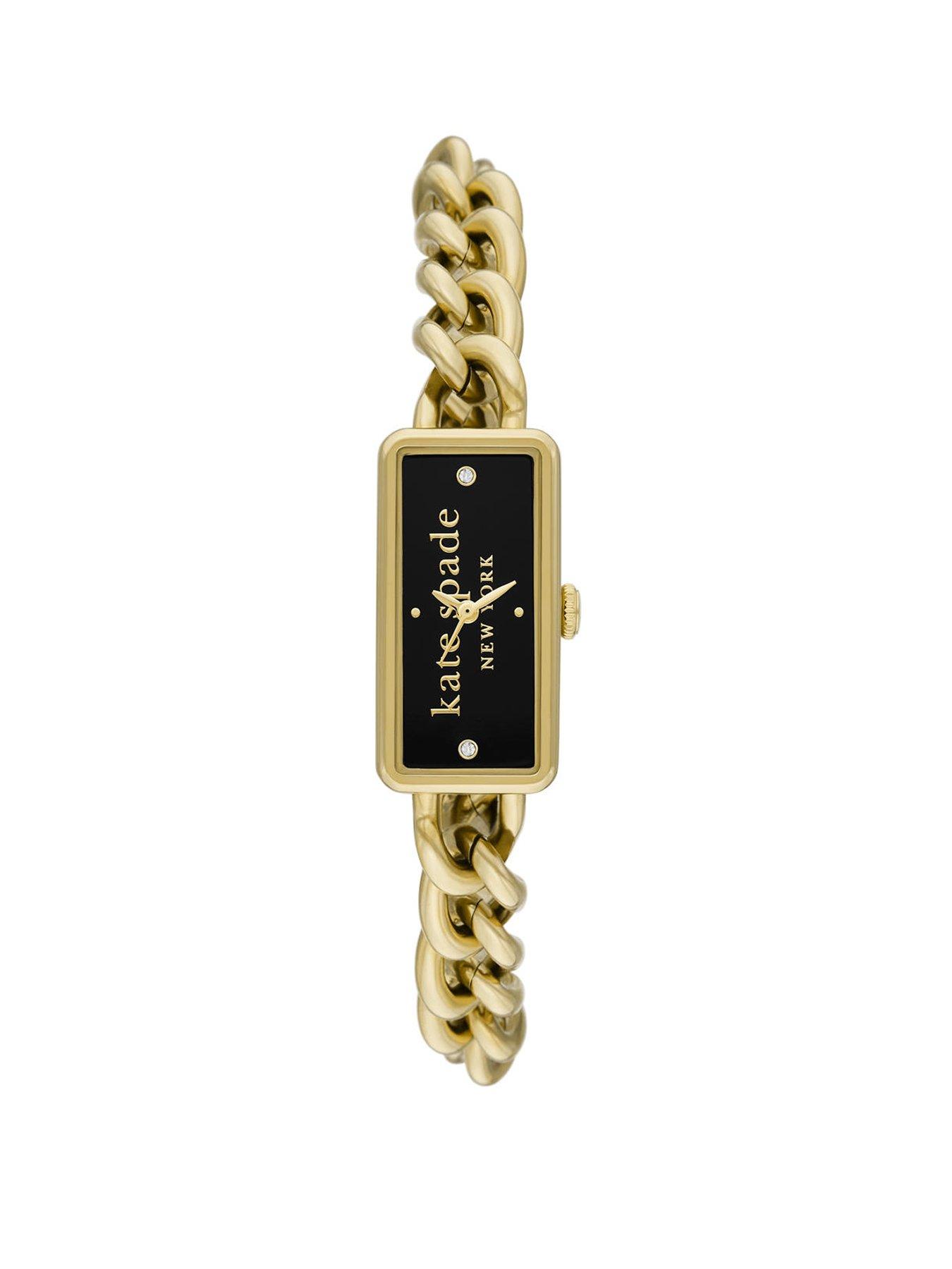 Product photograph of Kate Spade New York Rosedale 3-hand Gold-tone Stainless Steel Watch from very.co.uk