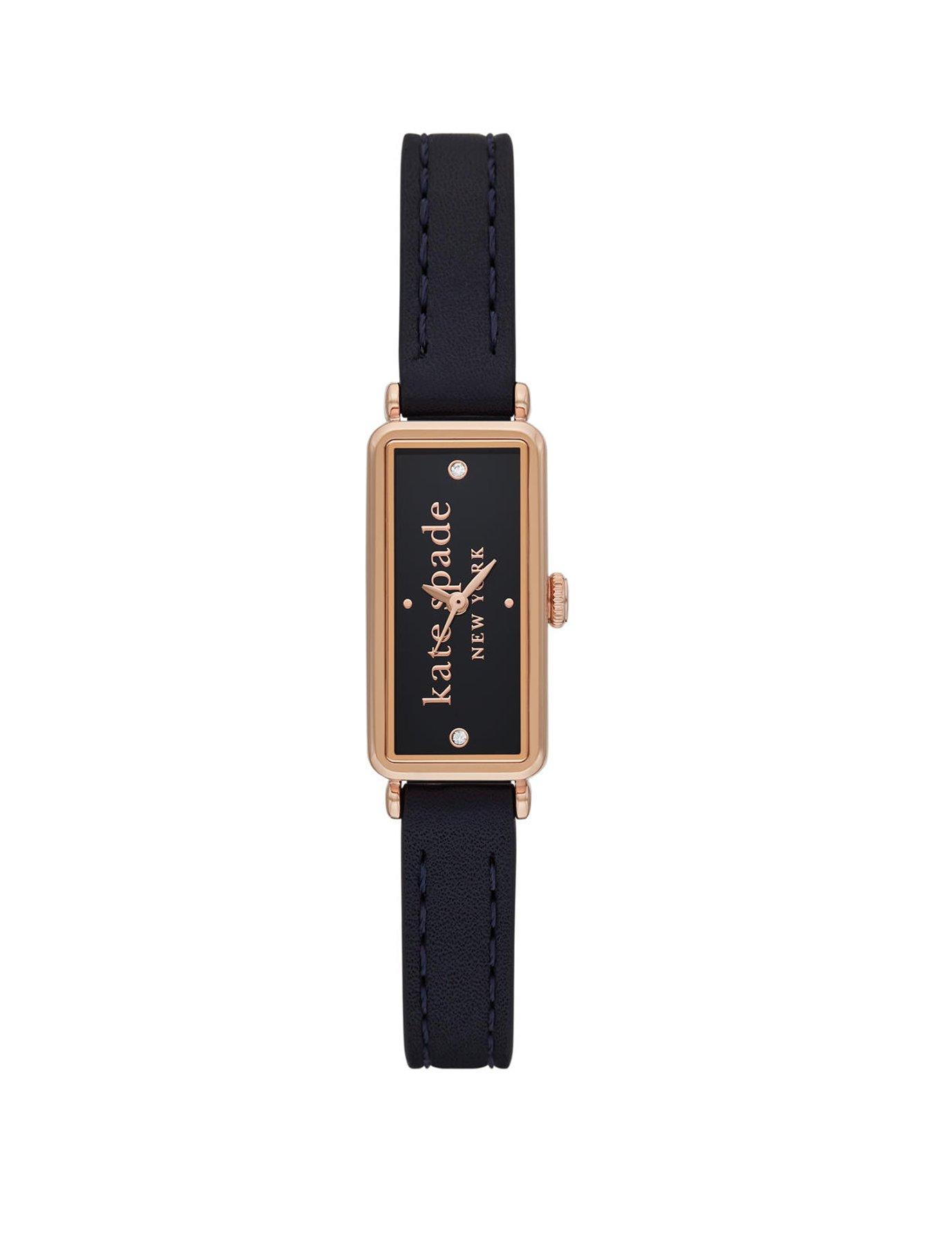 Product photograph of Kate Spade New York Rosedale 3-hand Blue Leather Watch from very.co.uk