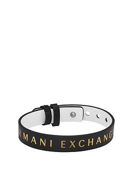 armani exchange a|x black and white reversible leather strap bracelet