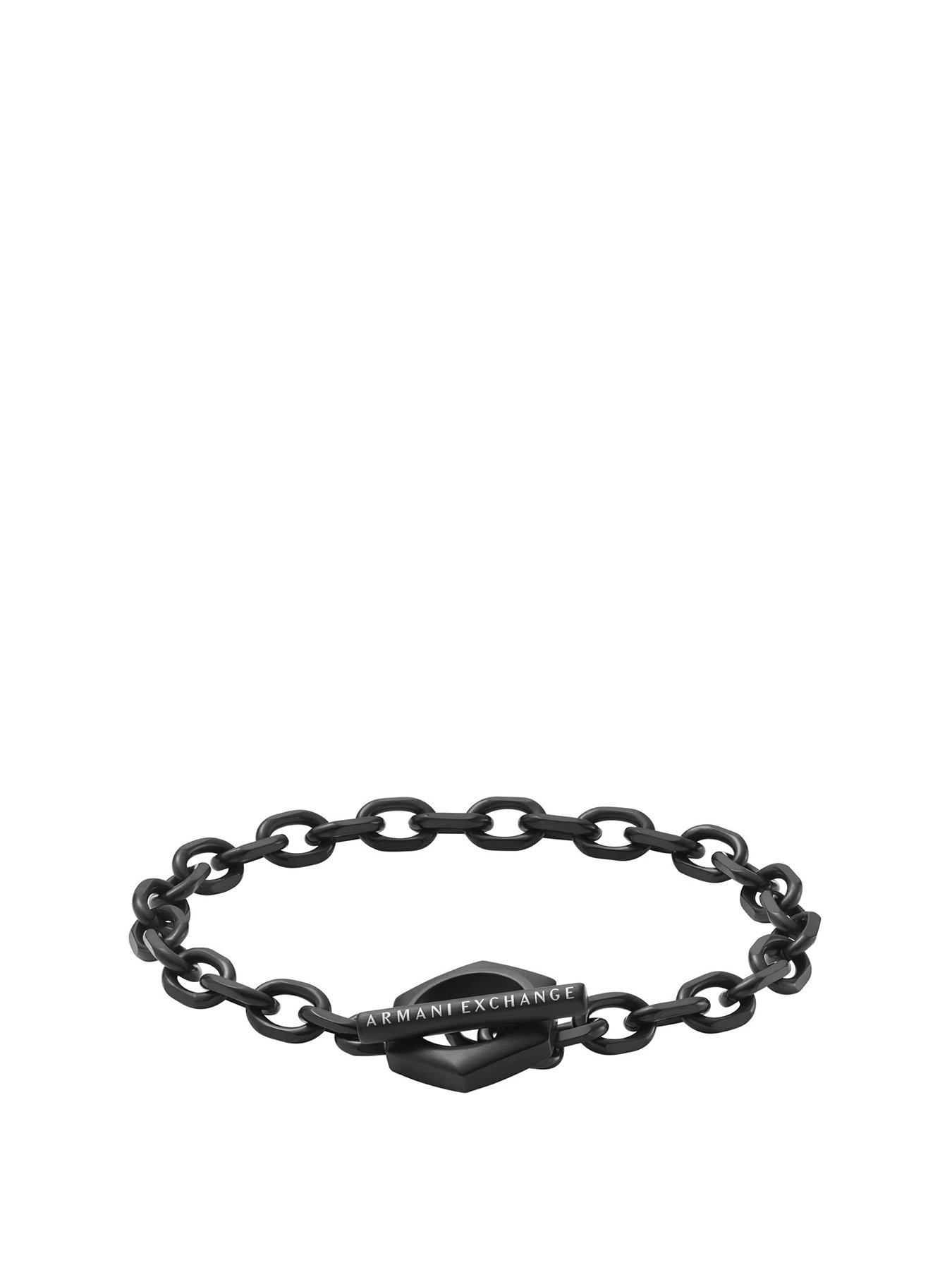 Armani Exchange A|Z Black Stainless Steel Chain Bracelet 