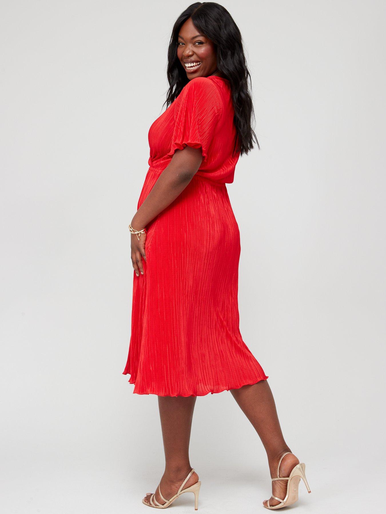 Bright red clearance midi dress