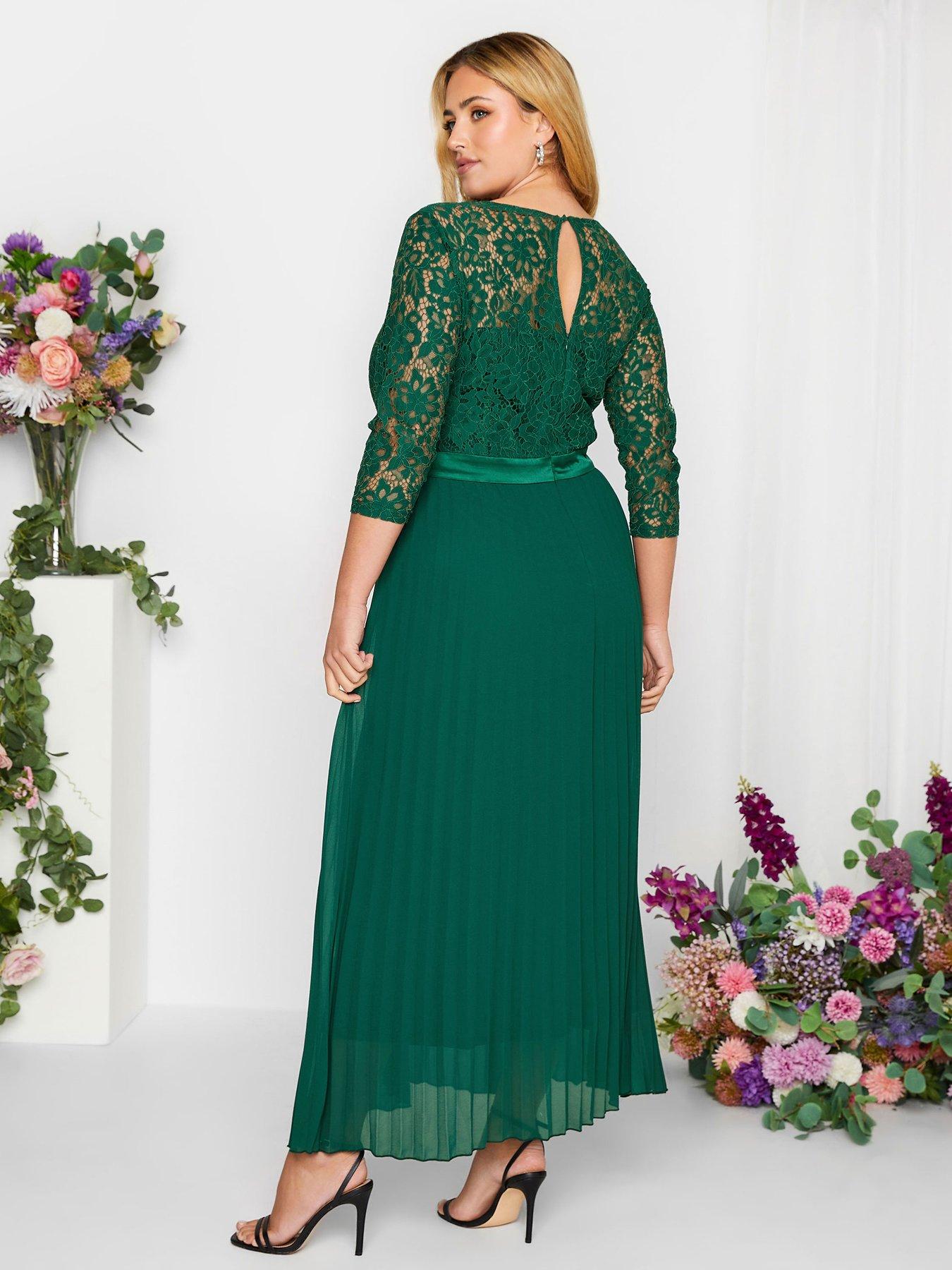 Occasion Lace Wrap Pleat Maxi Dress