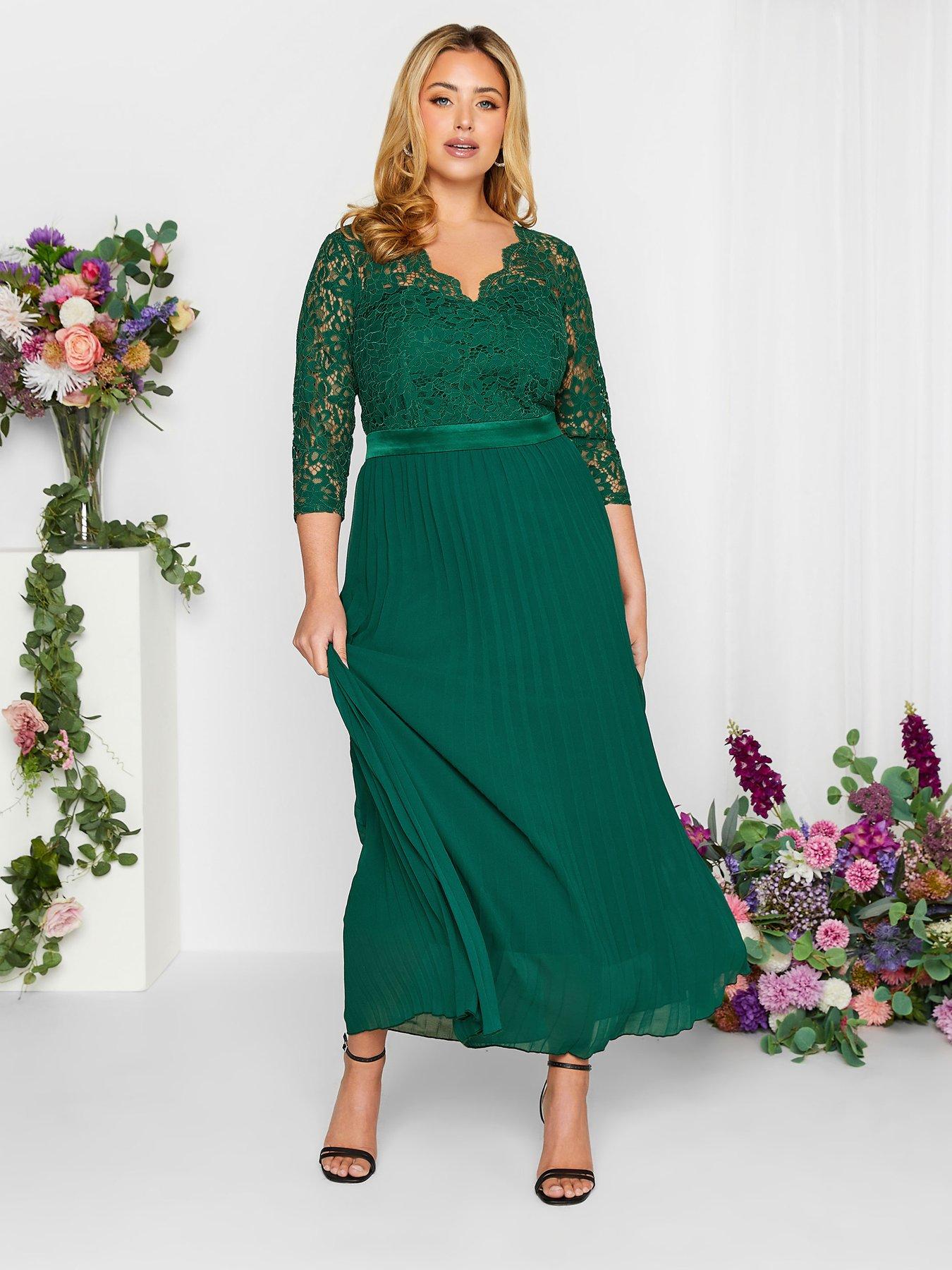 Occasion Lace Wrap Pleat Maxi Dress