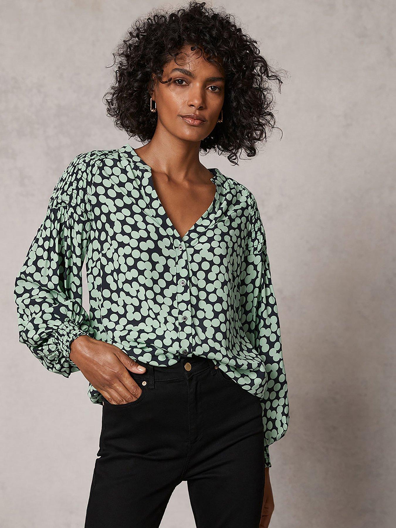 Mint Velvet Gloria Spot Print Blouse | very.co.uk