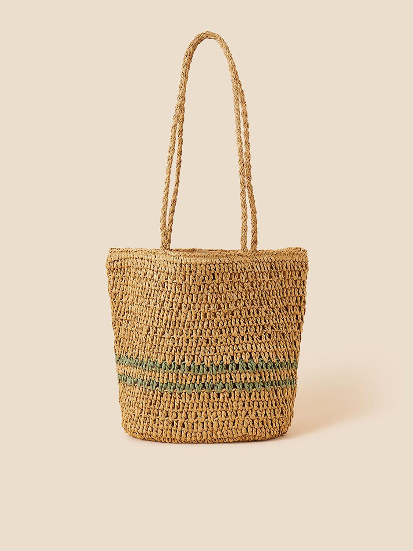 Accessorize Stripe Raffia Shoulder Bag | very.co.uk