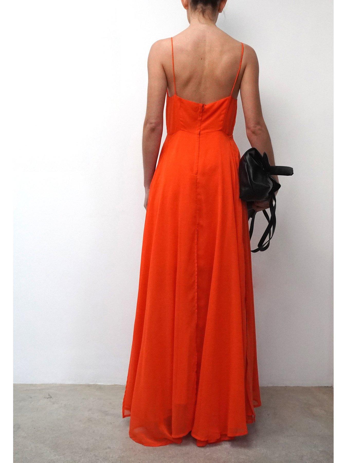 Long orange clearance dress