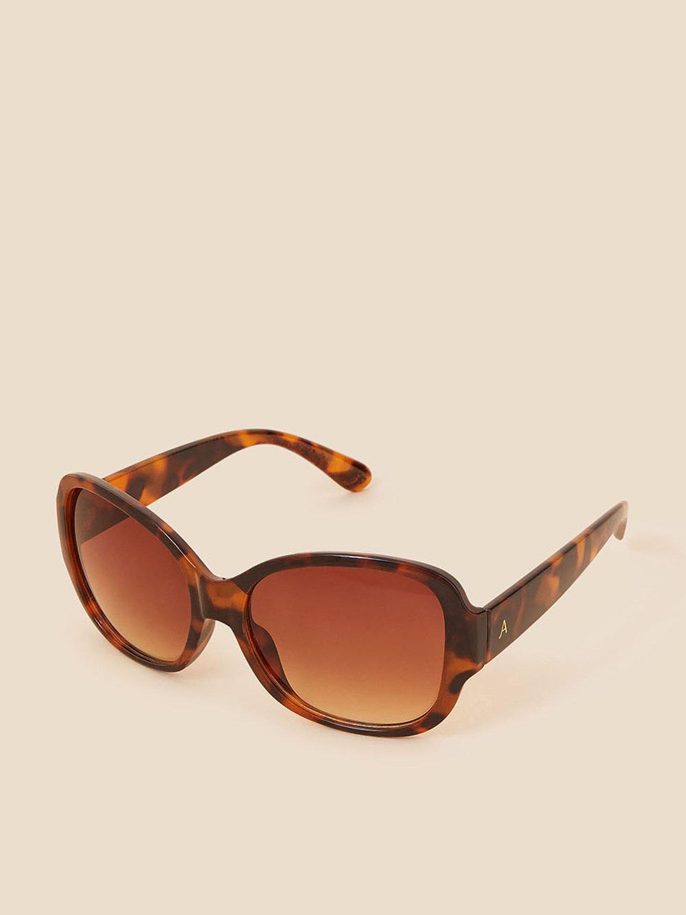 Image 1 of 3 of Accessorize Wide Arm Tortoiseshell Square Sunglasses