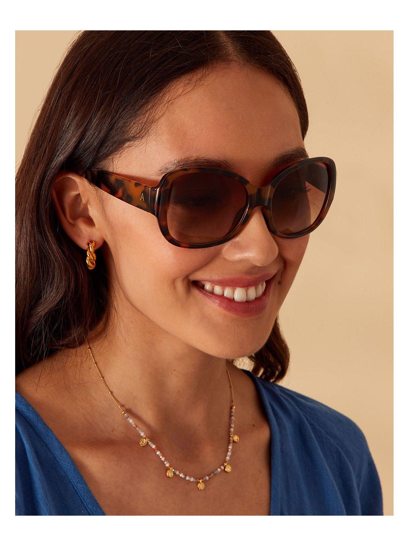 Image 2 of 3 of Accessorize Wide Arm Tortoiseshell Square Sunglasses