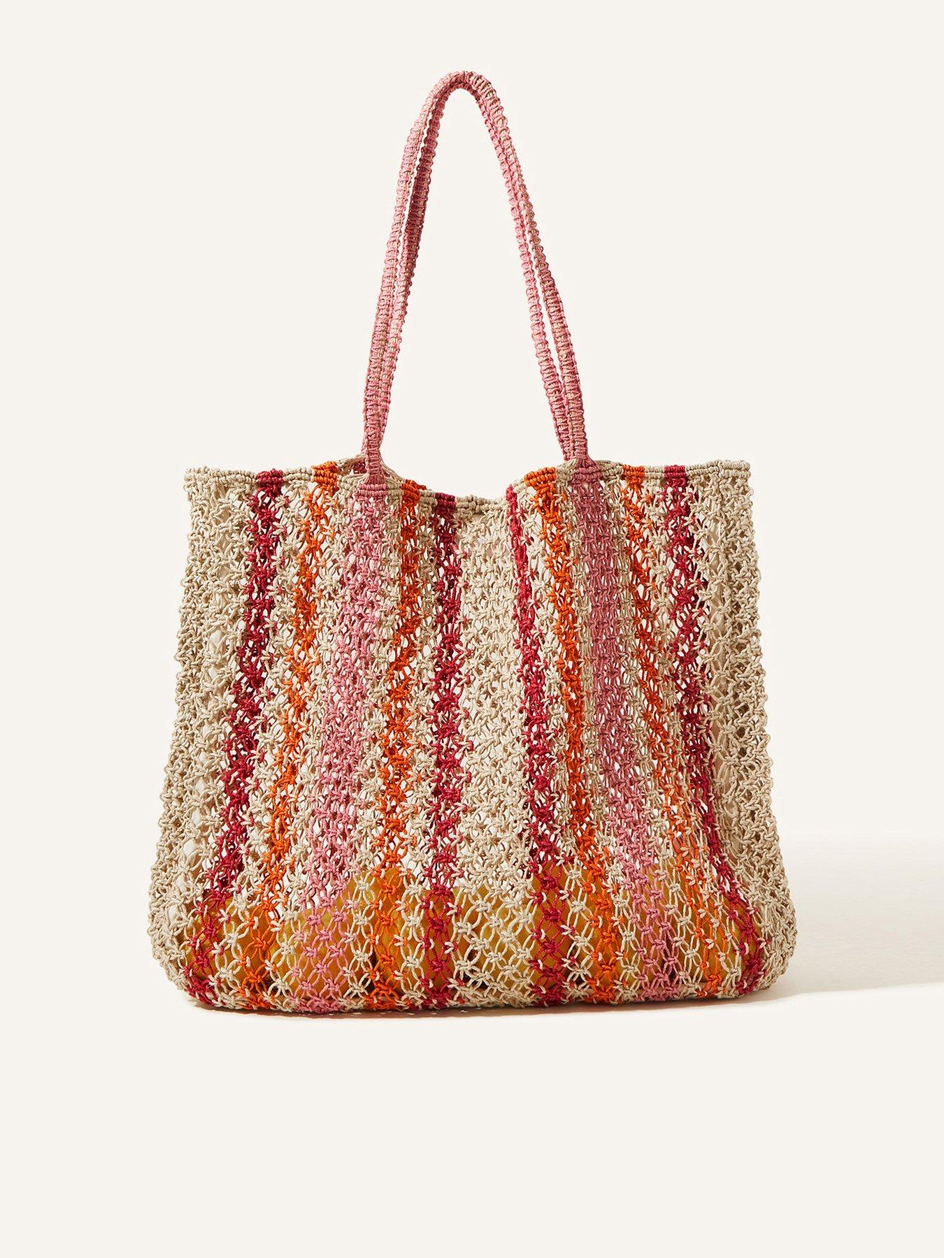 Accessorize Stripe Macrame Shopper | very.co.uk