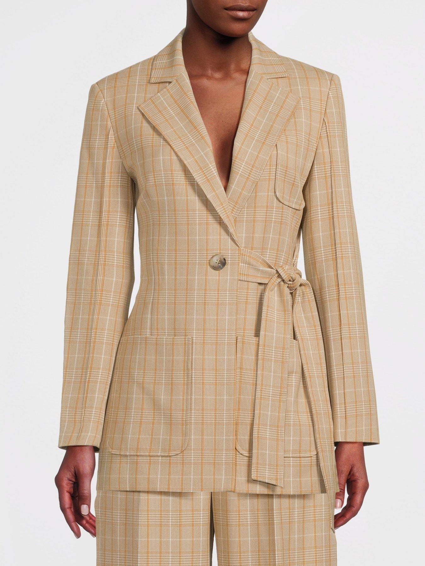 Beige clearance check blazer