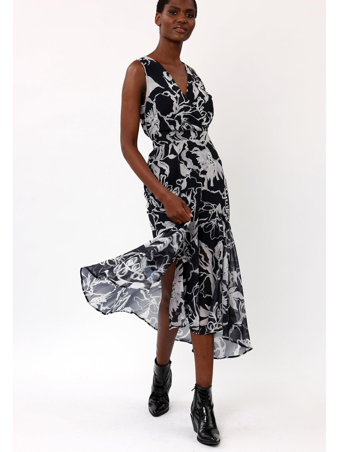 Black wrap front maxi sales dress