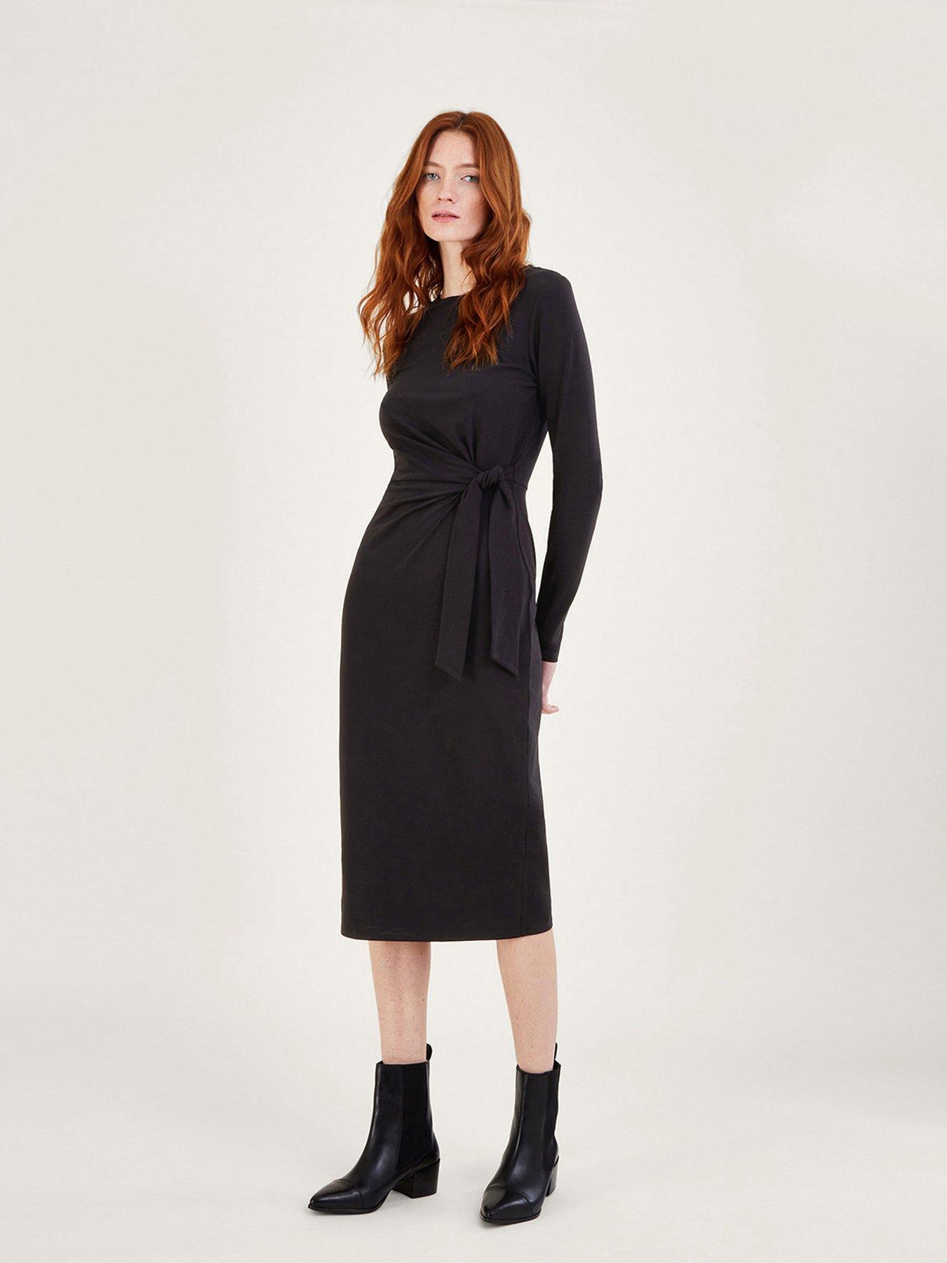 Black long sleeve cheap jersey dress