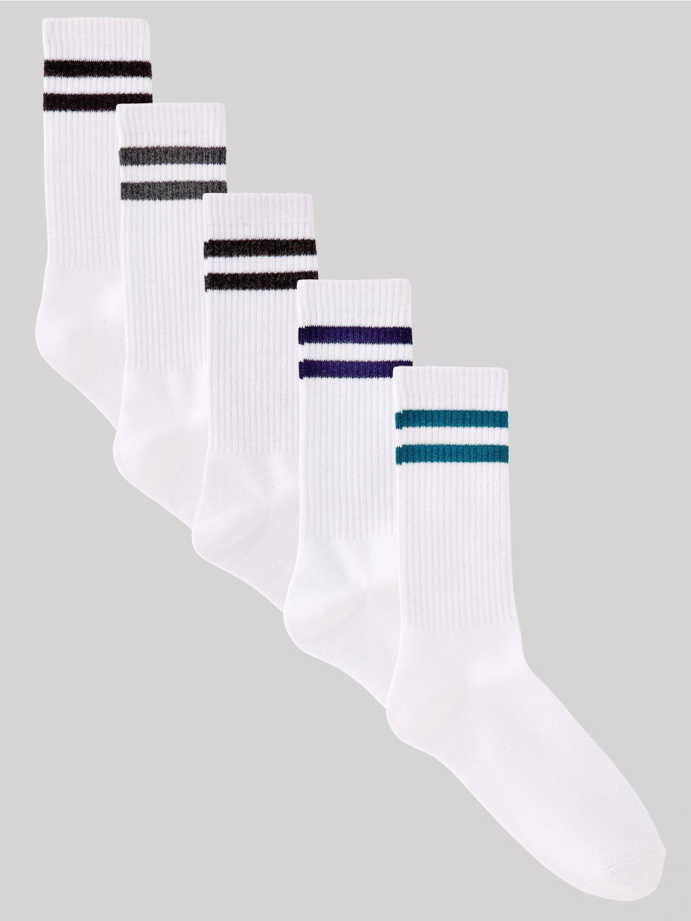 White Athletic Socks with Black Stripes