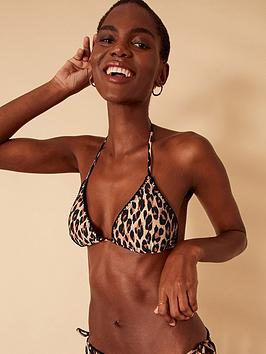 accessorize leopard blanket stitch triangle bikini top