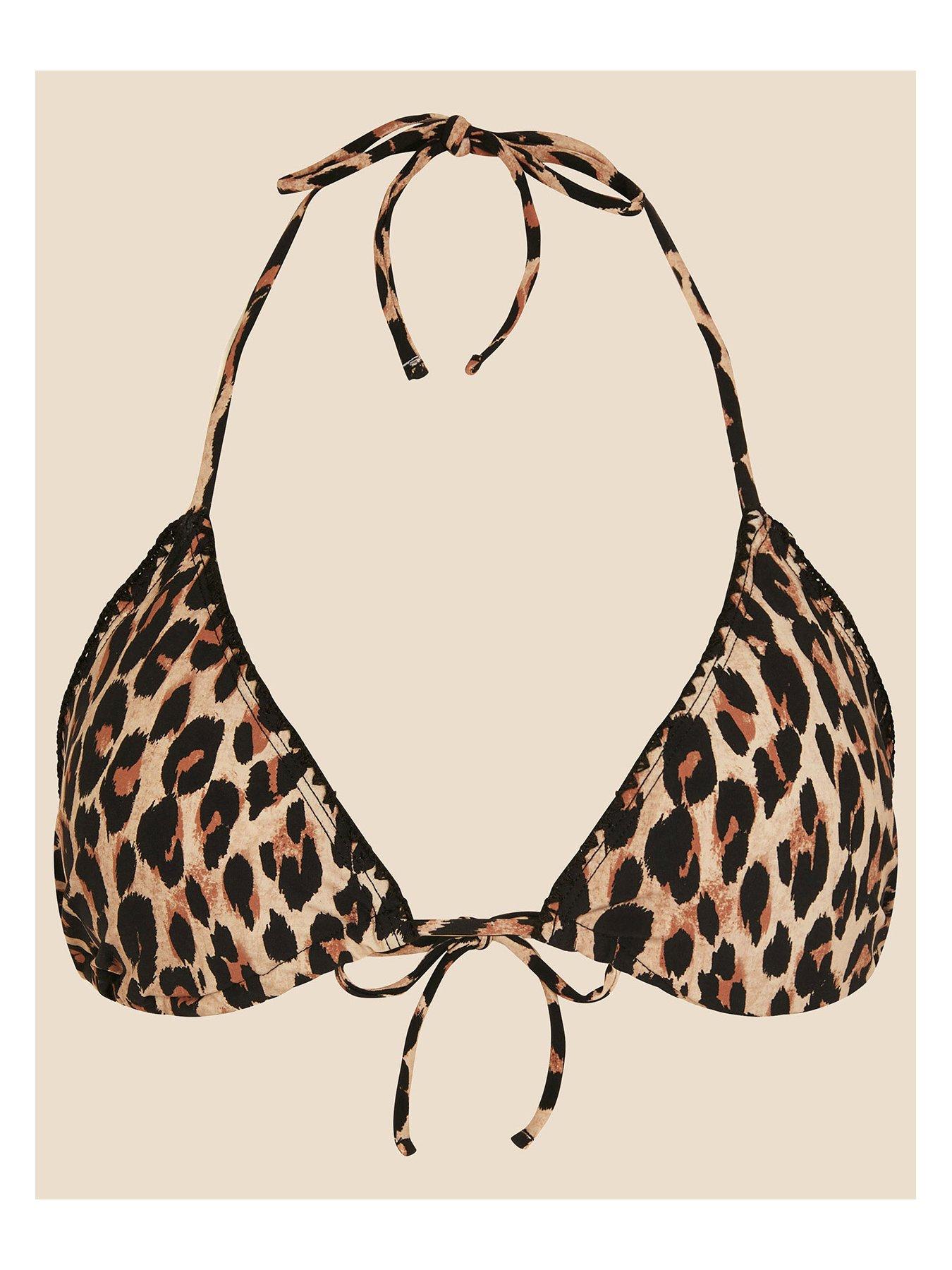 Accessorize Leopard Blanket Stitch Triangle Bikini Top