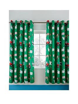 Product photograph of Catherine Lansfield Living Farmyard Animal 66x72 Inch Lined Eyelet Curtains Green from very.co.uk