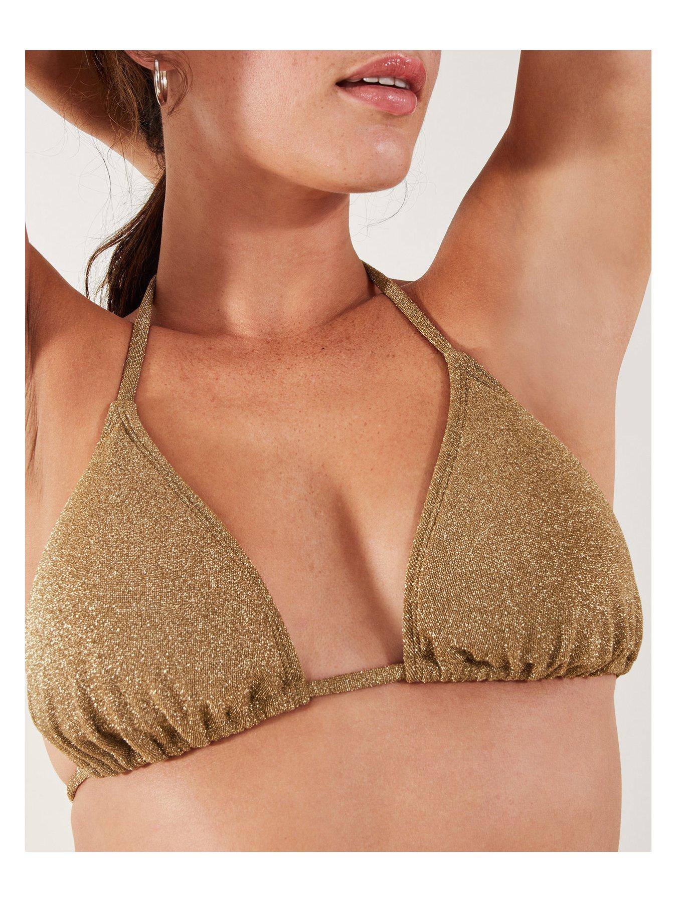 Image 4 of 4 of Accessorize Shimmer Triangle Bikini Top - Gold