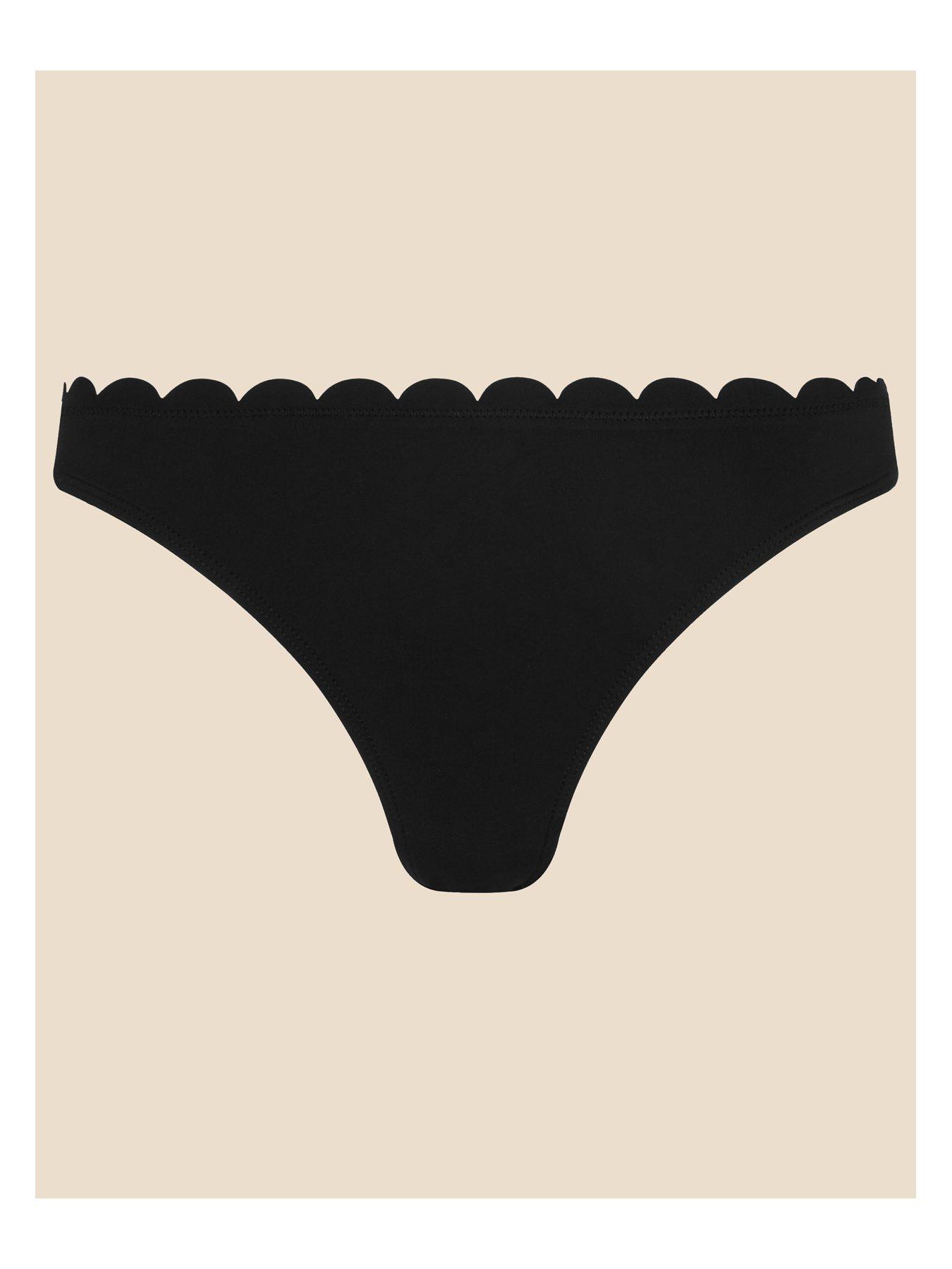 Accessorize Scallop Trim Bikini Bottoms Black Very