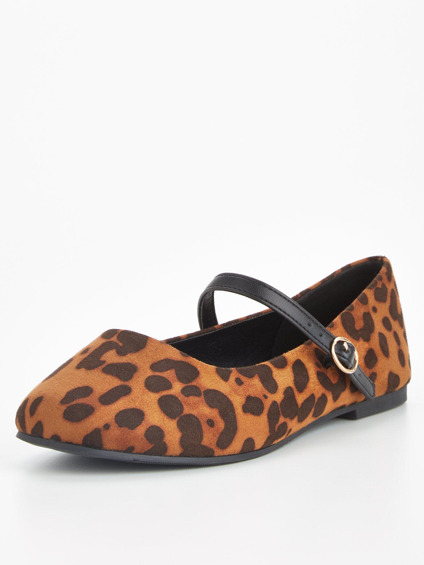 Leopard print flat shoes wide fit deals
