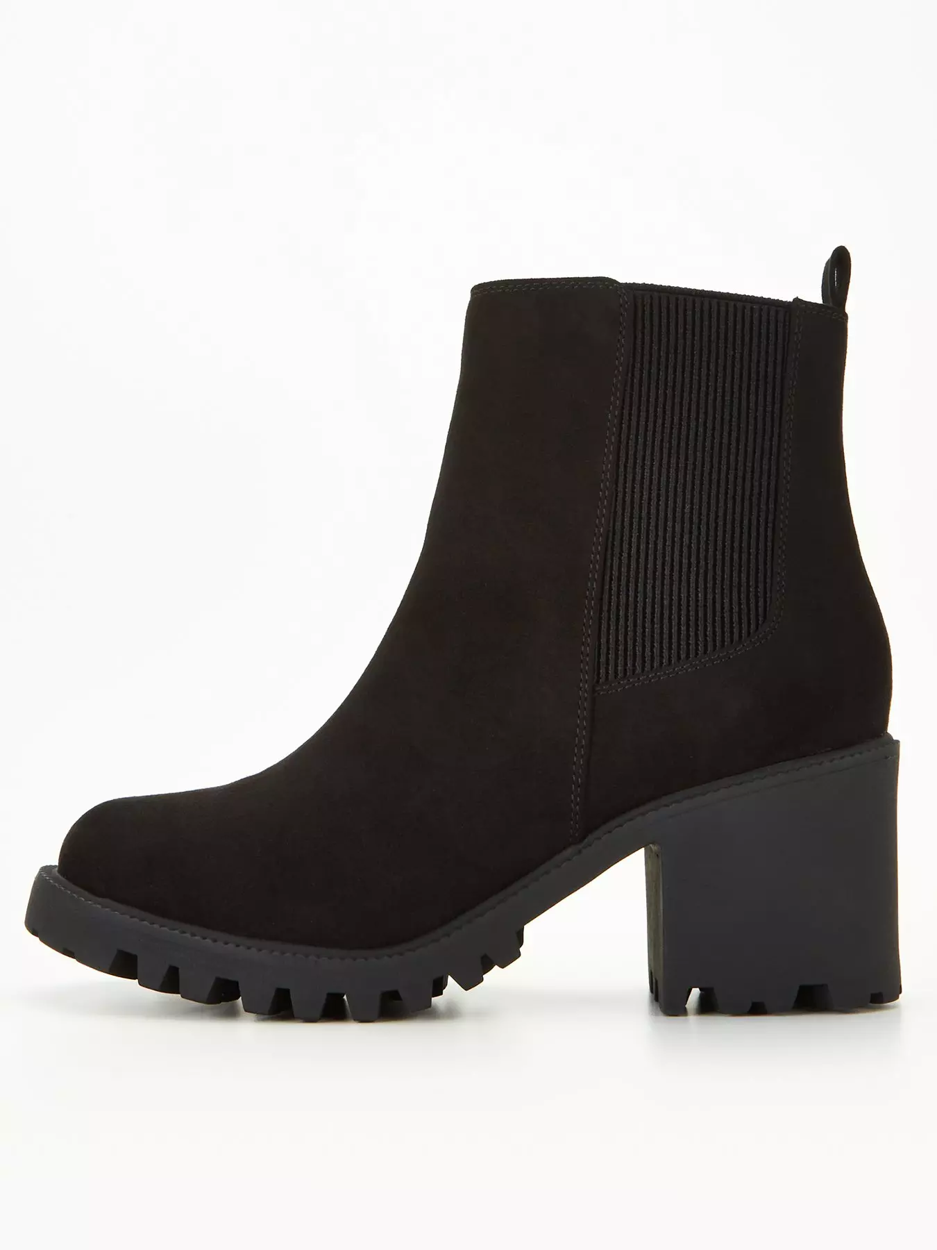 Finale Black Pu Red Chunky Sole Ankle Wrap Boots