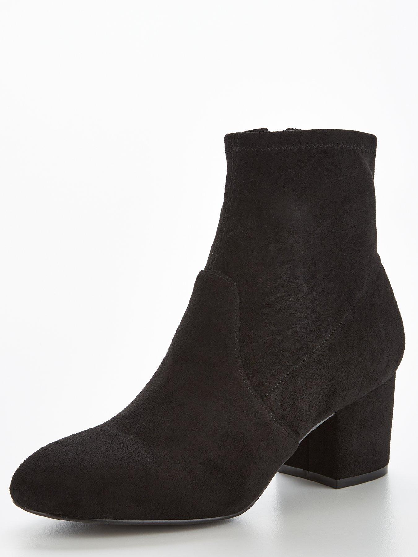 Sock boots clearance with chunky heel